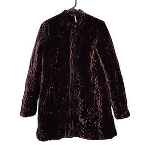 Free People Quilted Velour Coat Jacket